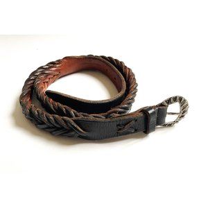 Golden Goose Women's Black Braided Leather Belt S/M